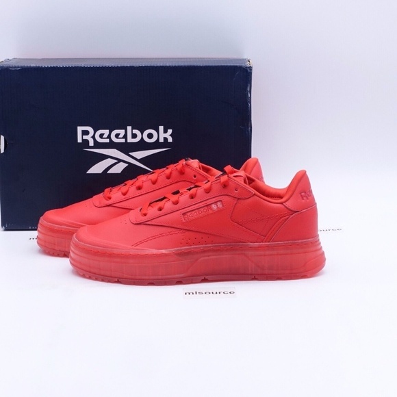 NEW Reebok Club C Double Geo Platform Sneakers GZ6419 Instinct Red Cardi B - Picture 1 of 7